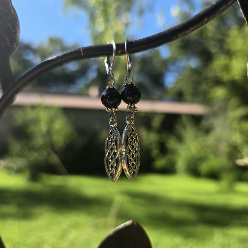 ✨ Celtic Knot Bead Dangle Earrings  Handmade Boho Gothic Jewelry 🌙
